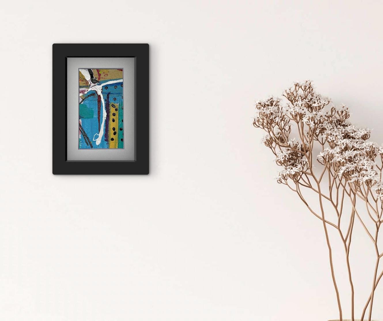 Cheerful Mixed Media Abstract Art 4x6 ready to frame bright colors - Thumbnail 7