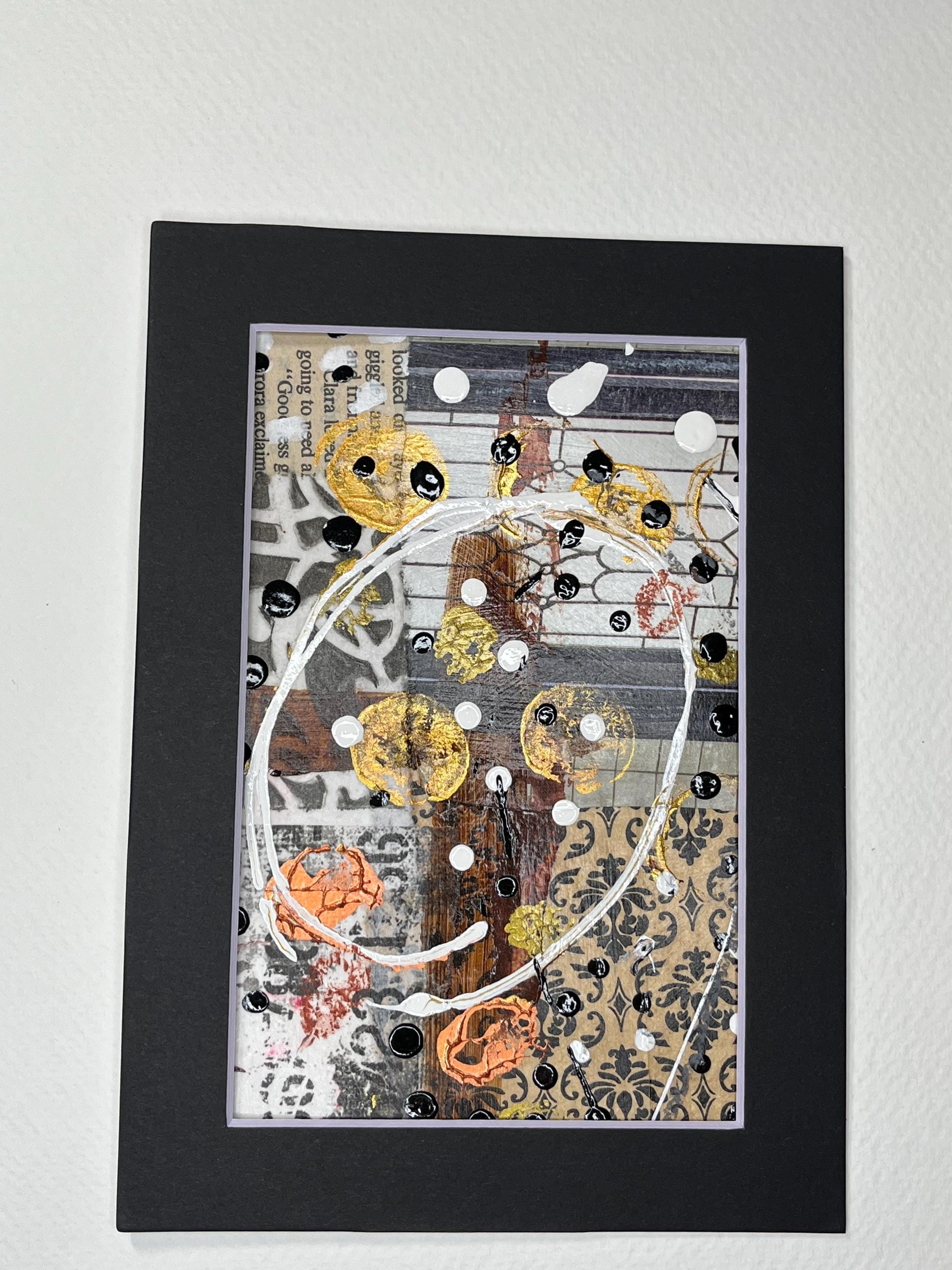 Autumn Mixed Media Abstract Art 5x7 ready to frame with black matboard - Thumbnail 6