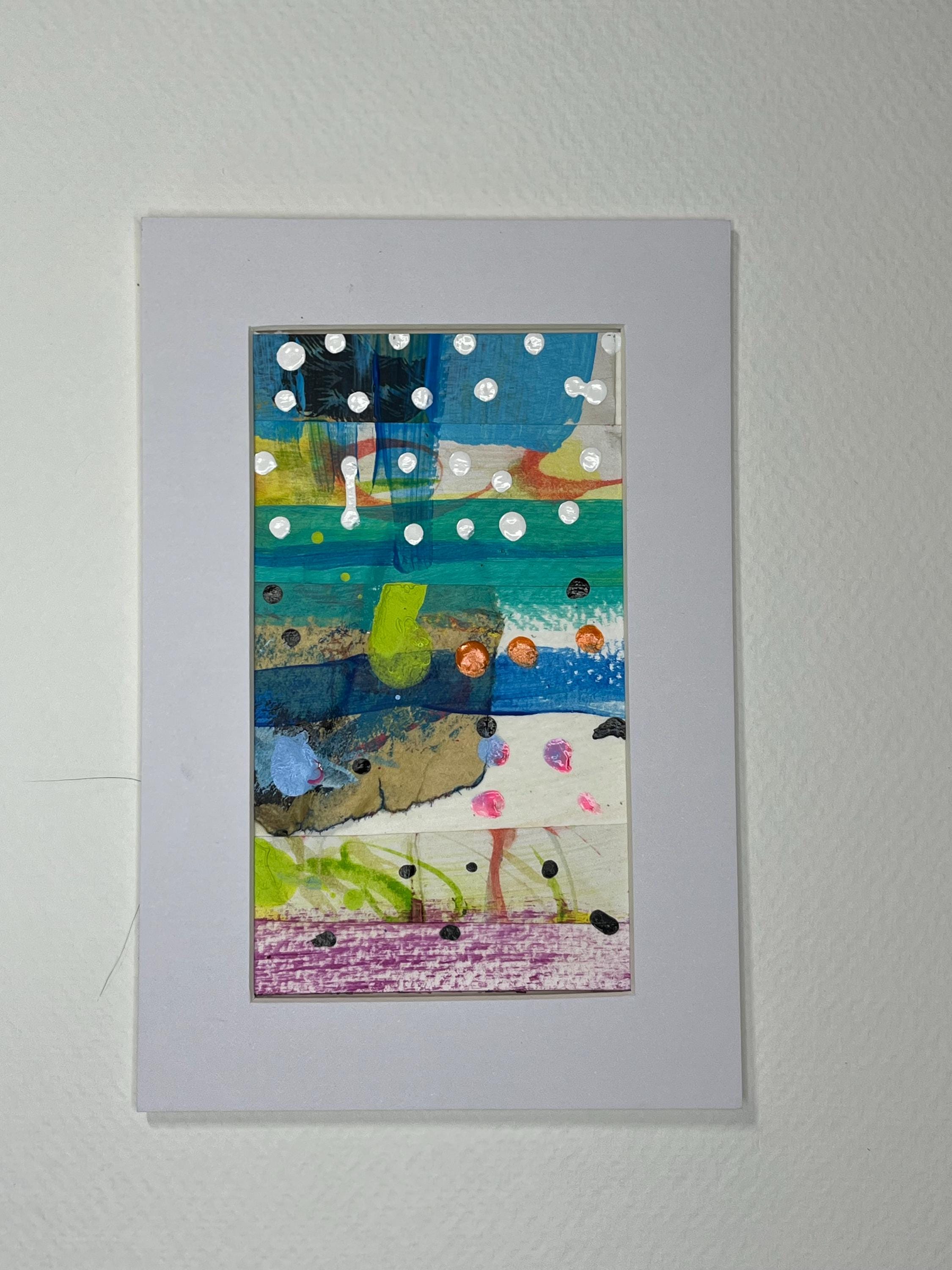Cheerful Mixed Media Abstract Art 4x6 ready to frame bright colors - Thumbnail 2
