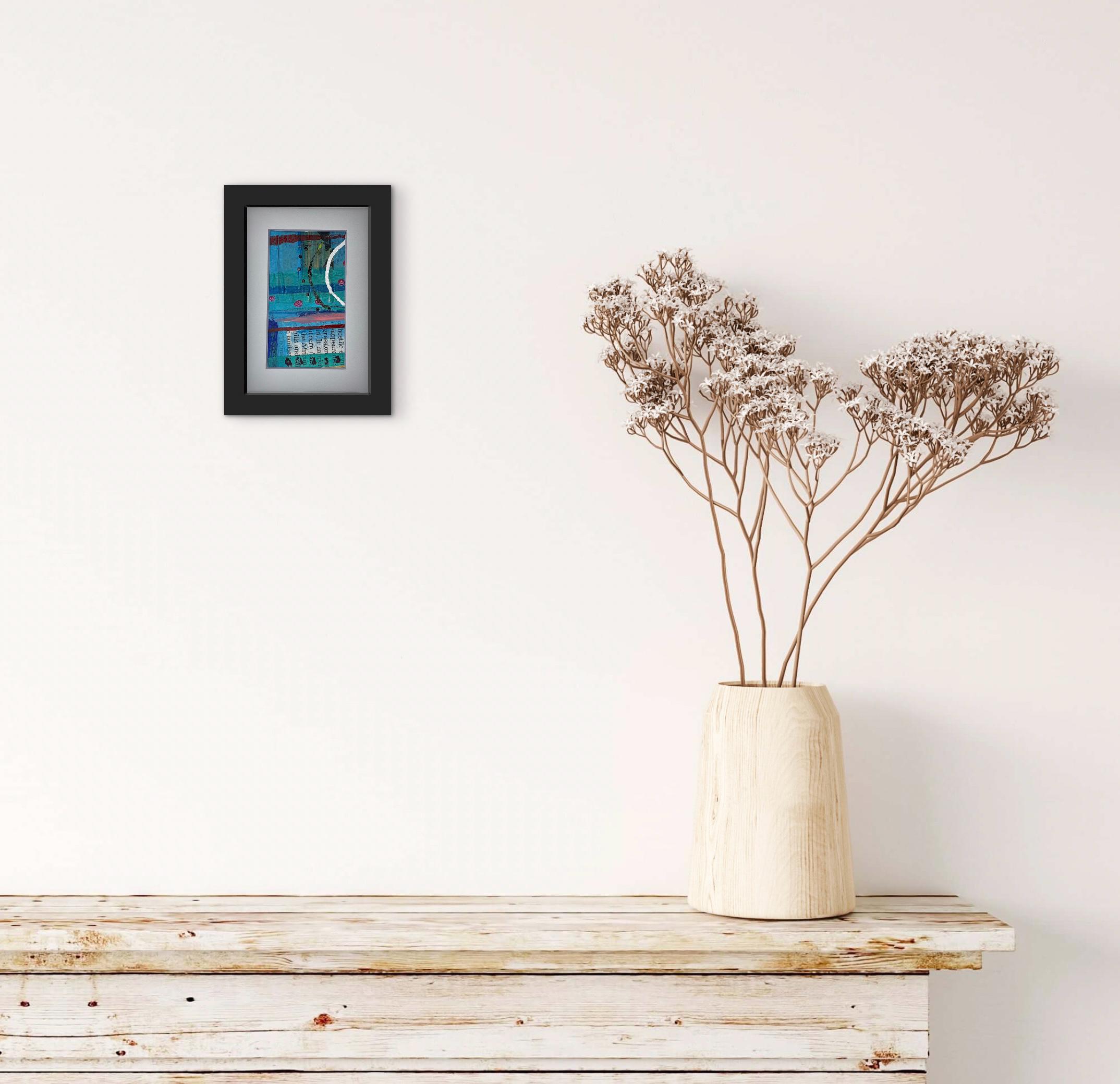 Small Mixed Media Abstract Art 4x6 ready to frame bright colors - Thumbnail 3