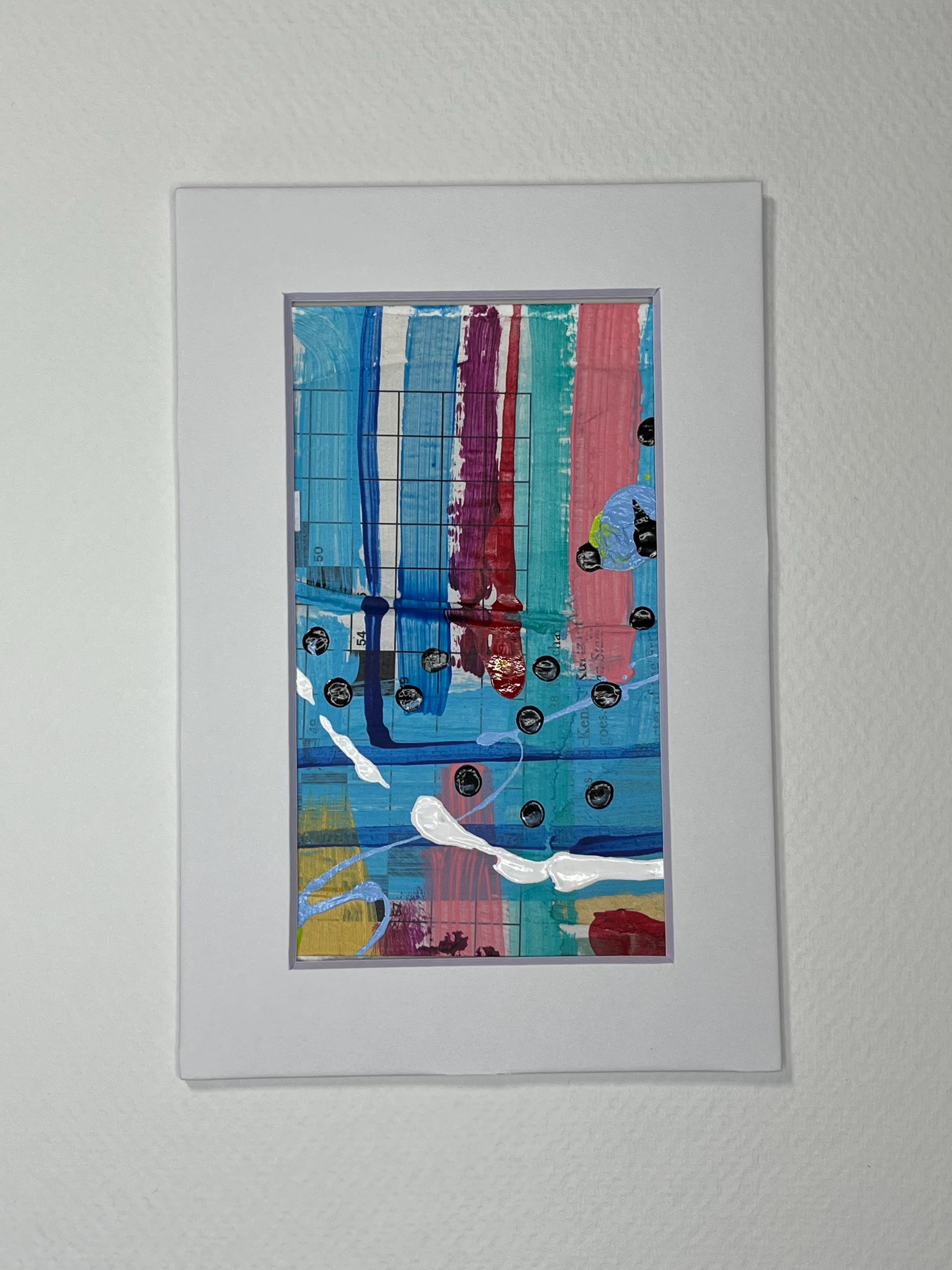 Small Mixed Media Abstract Art 4x6 ready to frame bright colors - Thumbnail 4