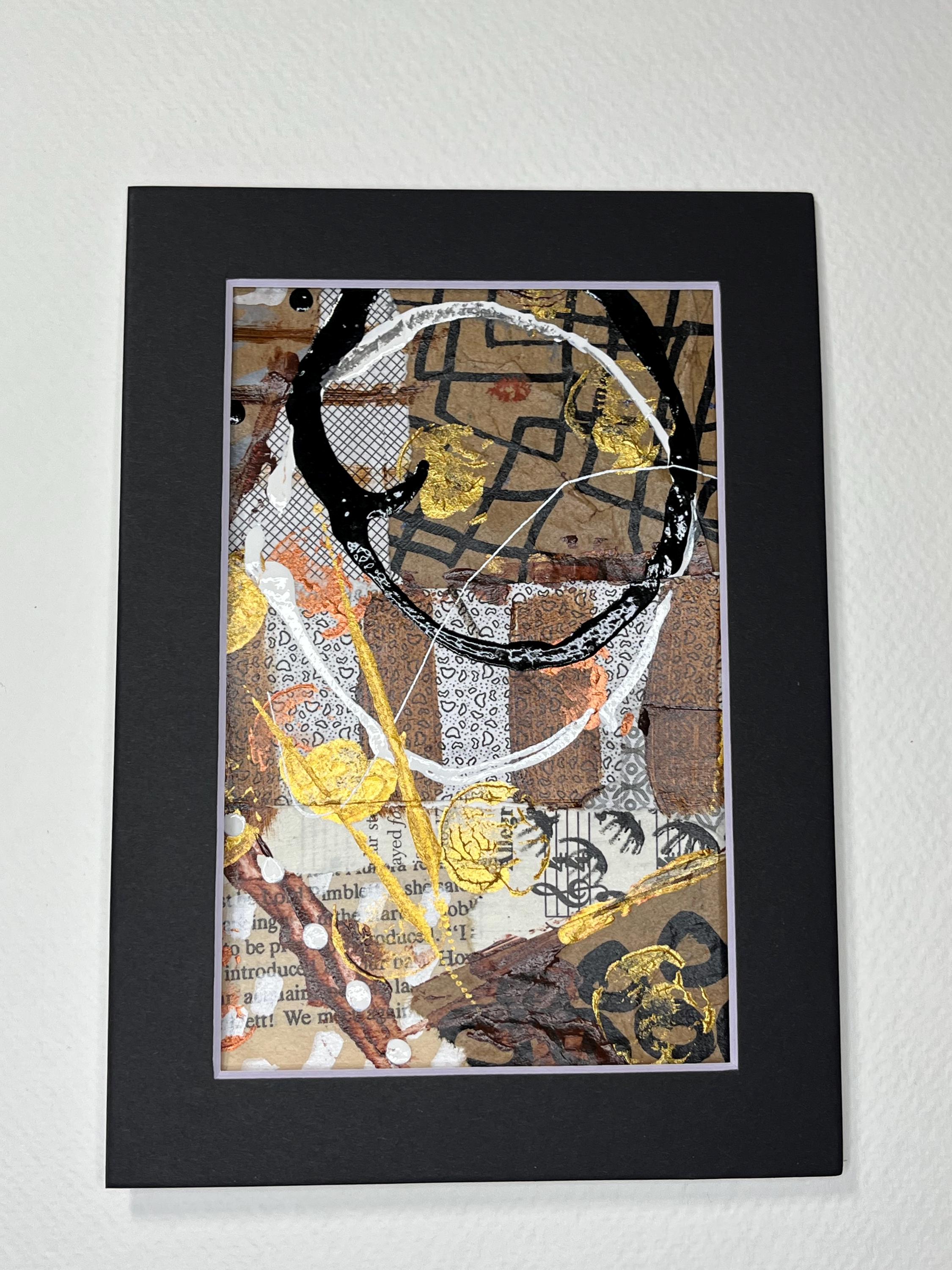Autumn Mixed Media Abstract Art 5x7 ready to frame with black matboard - Thumbnail 7