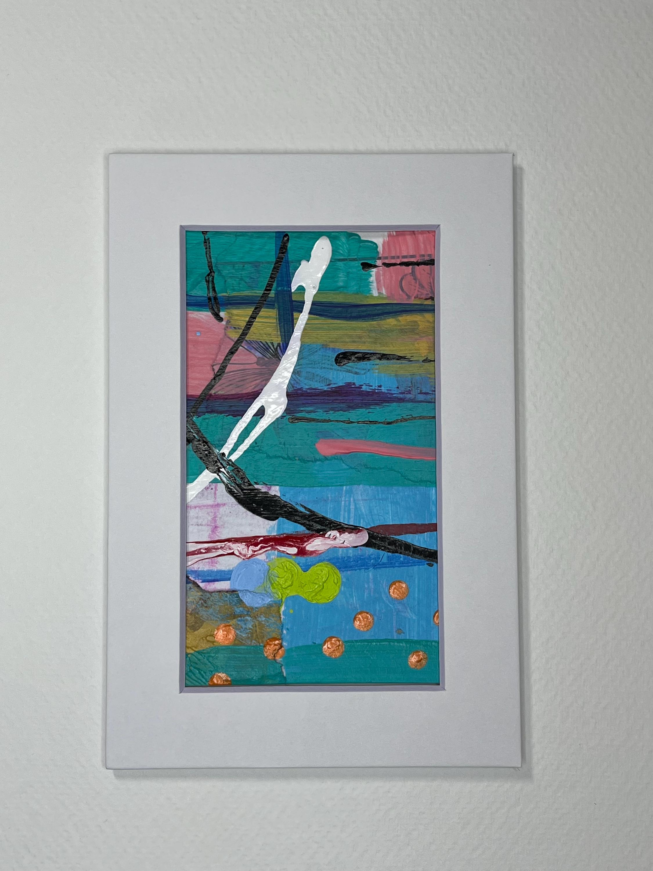 Small Mixed Media Abstract Art 4x6 ready to frame bright colors - Thumbnail 6