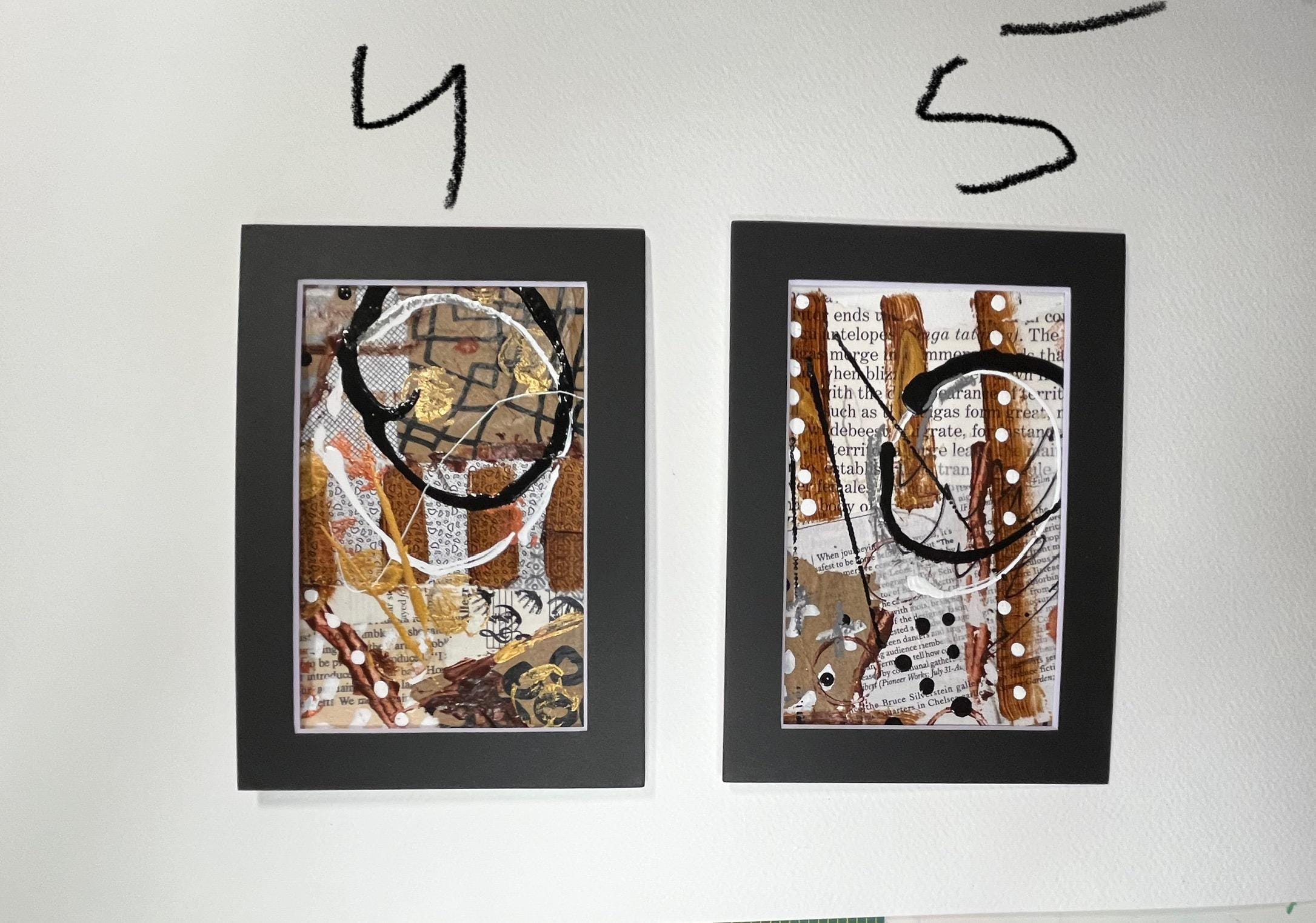 Autumn Mixed Media Abstract Art 5x7 ready to frame with black matboard - Thumbnail 3