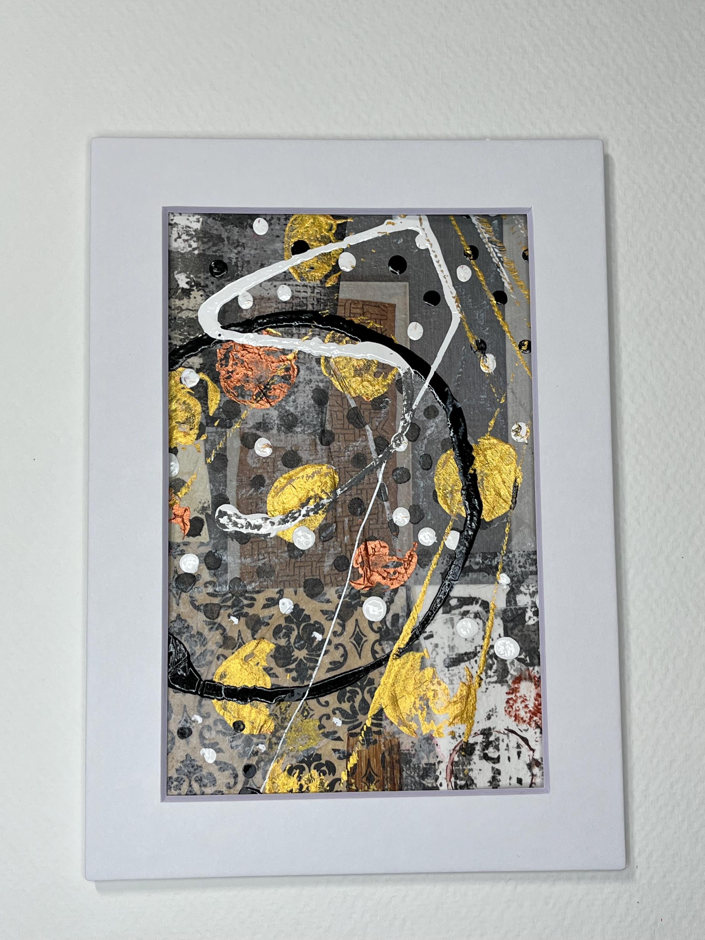 Autumn Mixed Media Abstract Art 5x7 ready to frame (white matboard) - Thumbnail 3