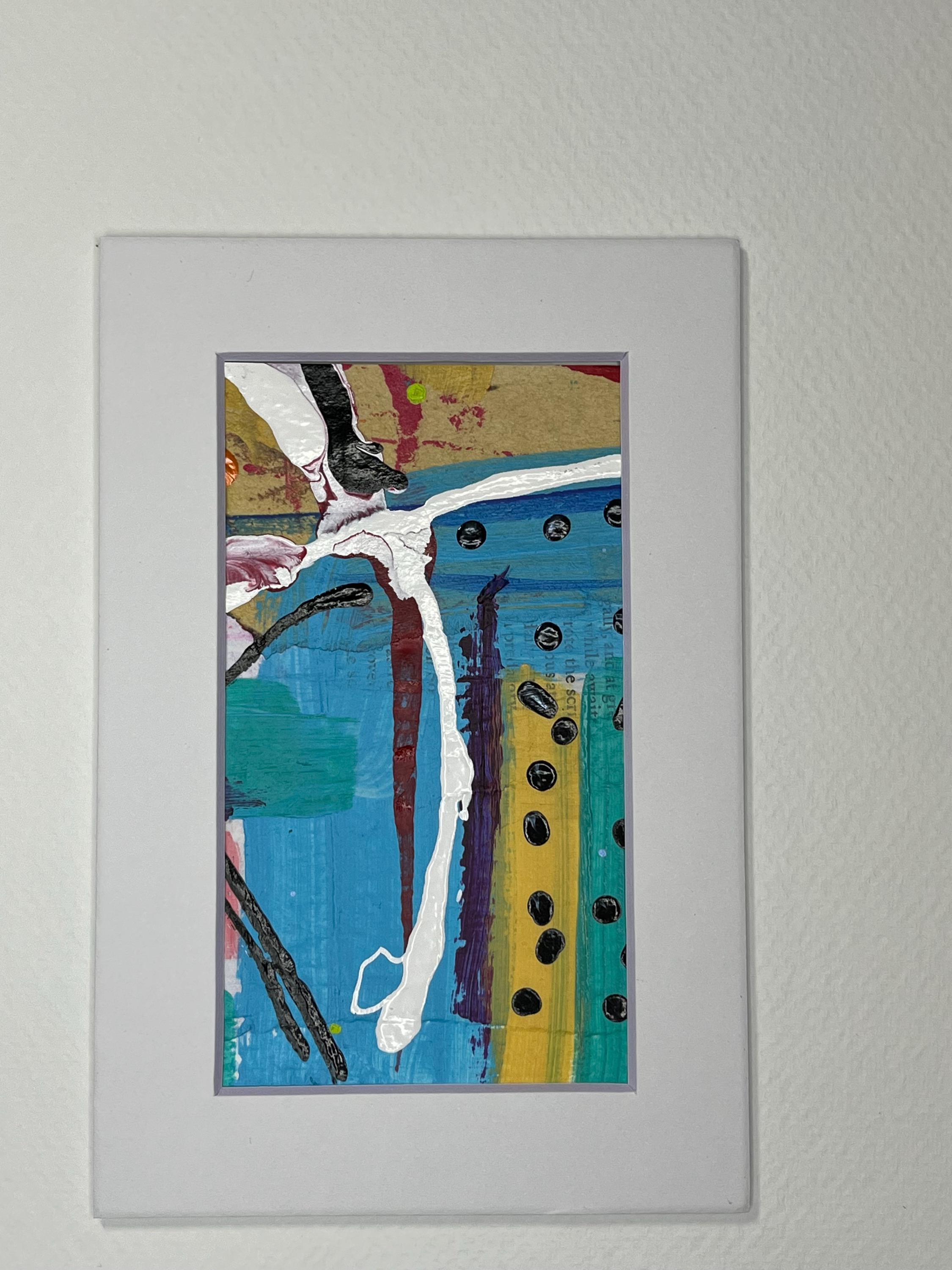 Cheerful Mixed Media Abstract Art 4x6 ready to frame bright colors - Thumbnail 6