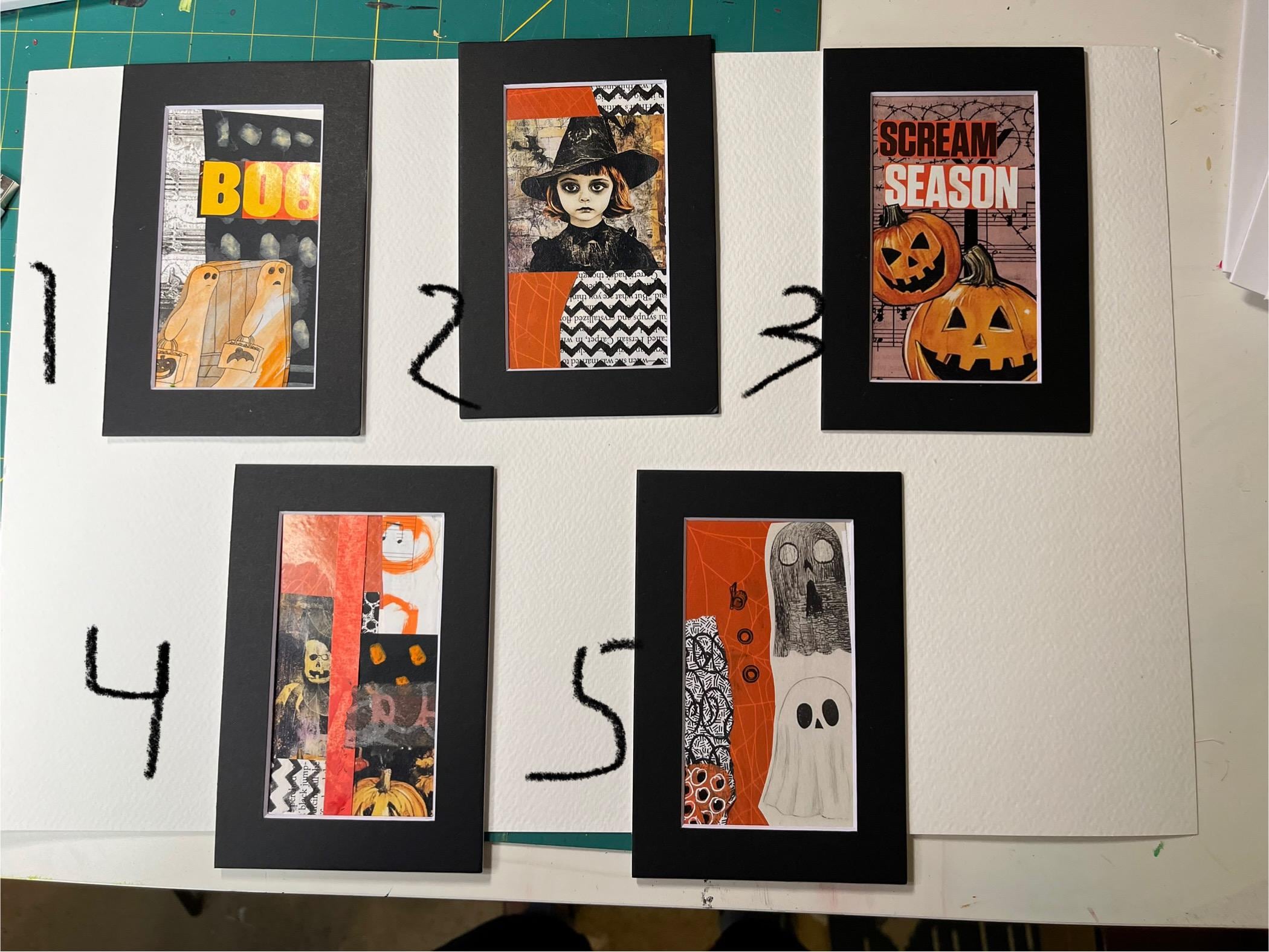 Halloween Mixed Media Abstract Art 4x6 ready to frame - Thumbnail 2