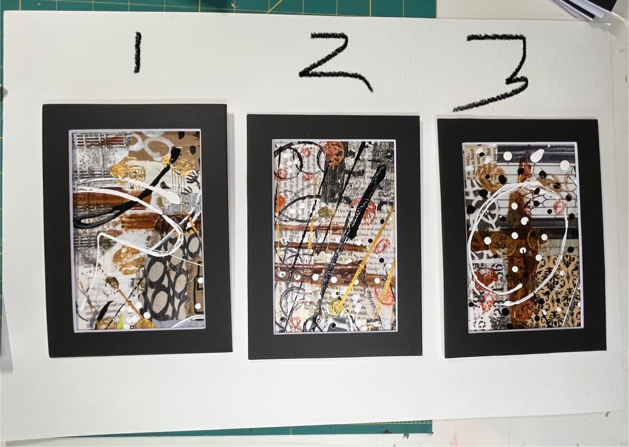 Autumn Mixed Media Abstract Art 5x7 ready to frame with black matboard - Thumbnail 2