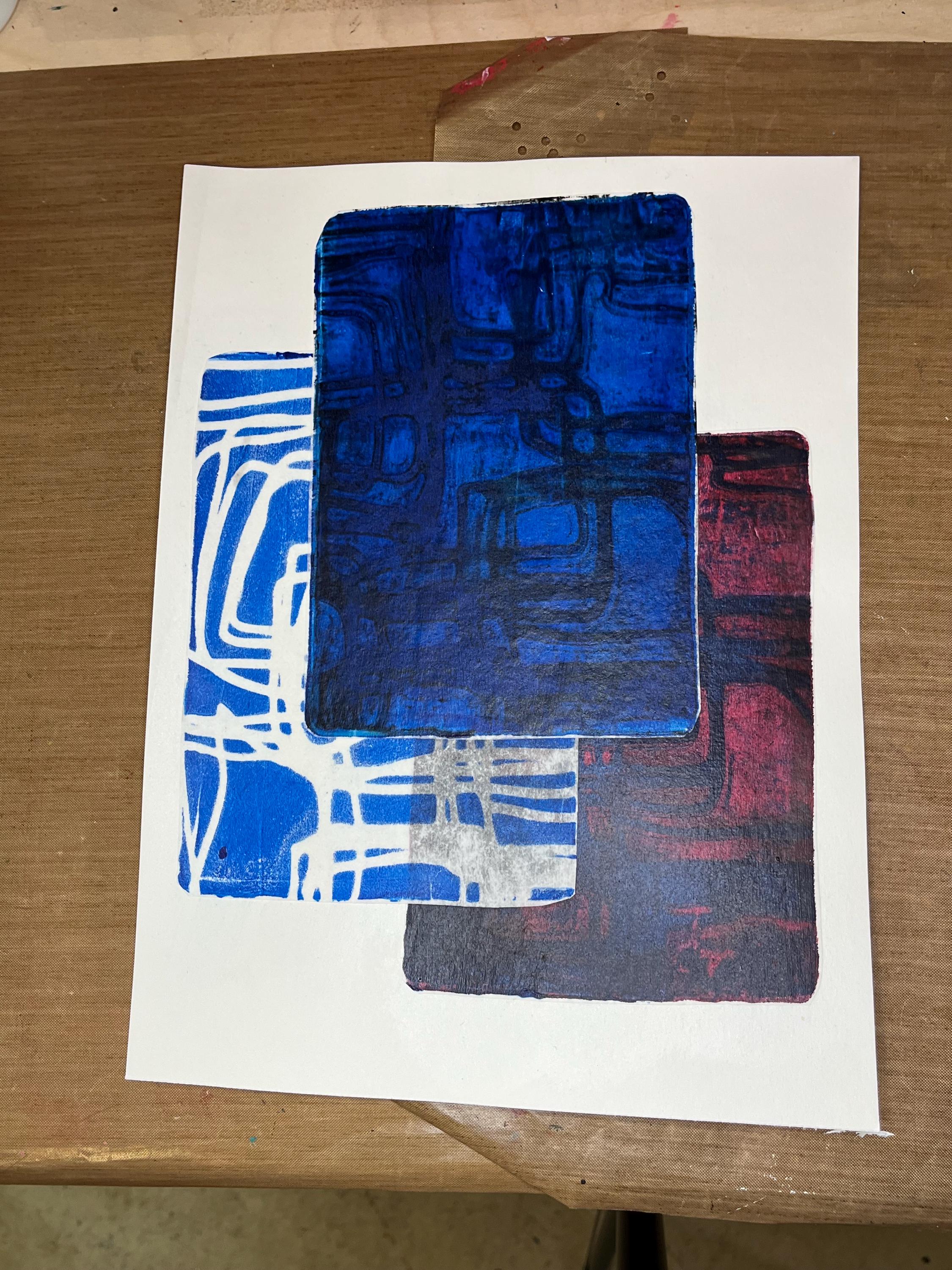 Red and blue 2 abstract collage