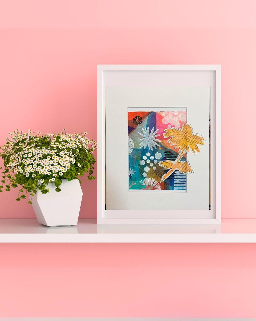 Yellow Flower Collage: Original Gel Print Artwork - Thumbnail 6