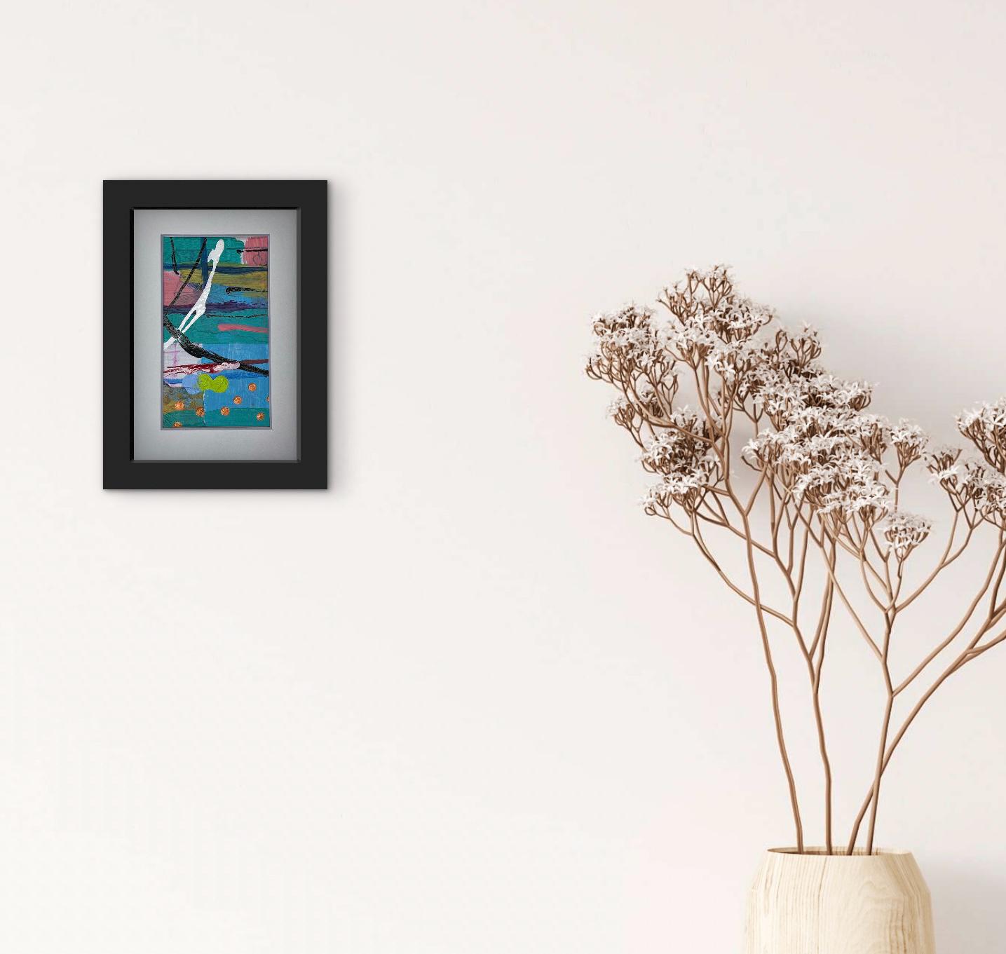 Small Mixed Media Abstract Art 4x6 ready to frame bright colors - Thumbnail 7