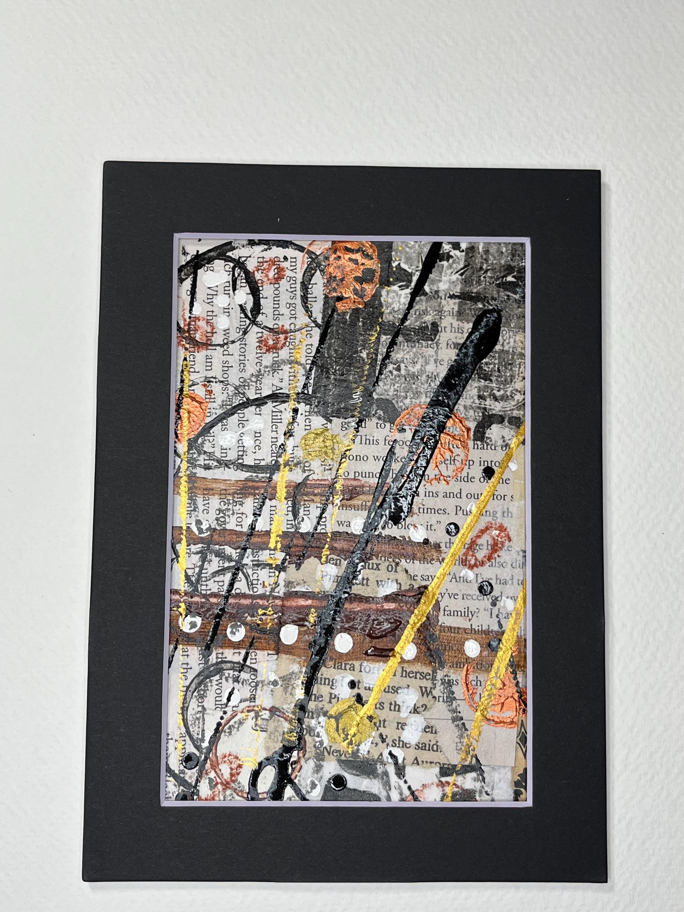Autumn Mixed Media Abstract Art 5x7 ready to frame with black matboard - Thumbnail 5
