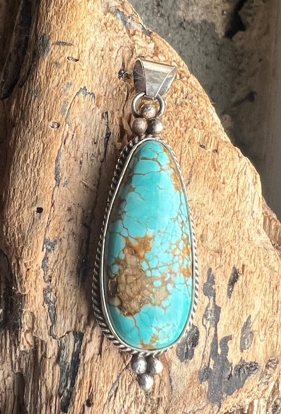 Turquoise Pendant, Native Made, Sterling Silver
