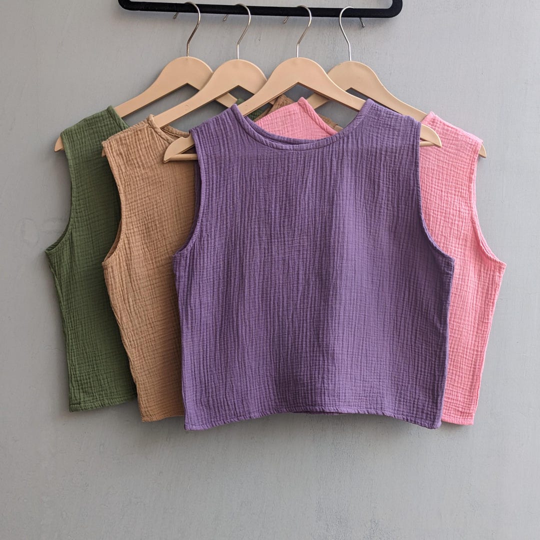 100% Linen Cowl Neck Women Tank Top main image 1