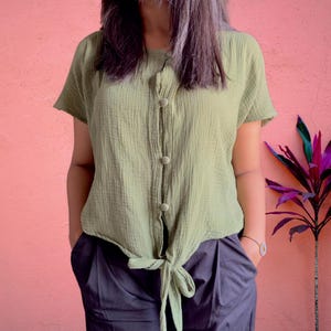 Women Cotton Linen Button Down Shirt Breathable Oversize Kaftan Boho Shirt Loose Muslin Blouse Gauze Tunic Top Relaxed Fit Fashion Shirt