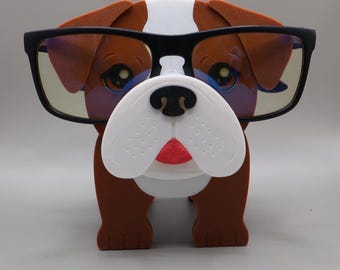 3D Printed English Bulldog Glasses Holder and Accessories