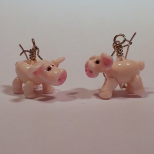 Piggies on Parade handmade lampwork glass bead earrings FOR CUSTOM ORDER image 2