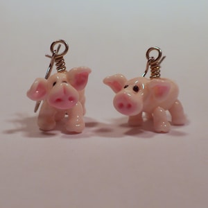 Piggies on Parade handmade lampwork glass bead earrings FOR CUSTOM ORDER image 1