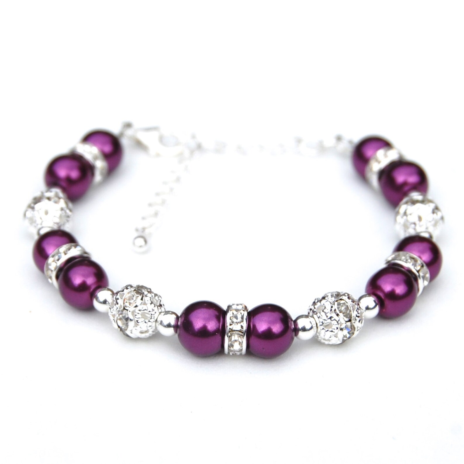 Plum Jewelry Plum Pearl Rhinestone Bracelet Bridesmaid Etsy UK