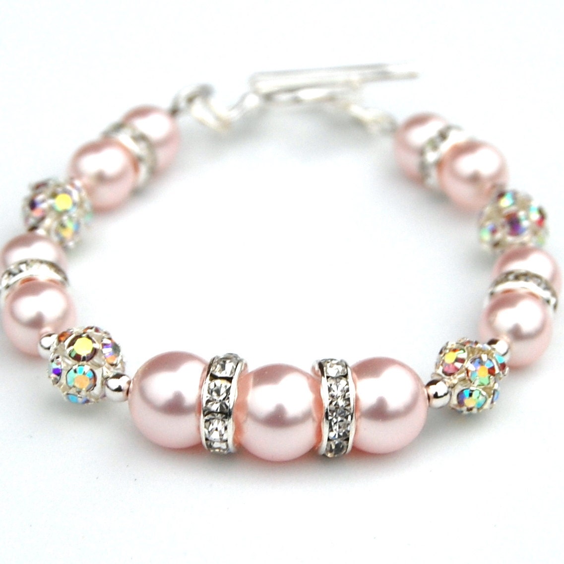Pink Pearl Bracelet Blush Pink Wedding Wedding Day Jewelry Etsy
