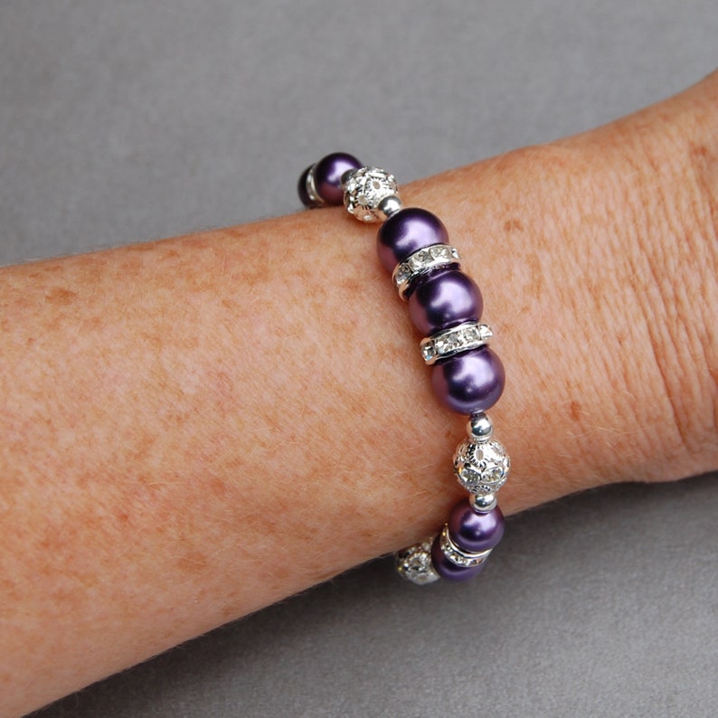 Amethyst Bridesmaid Purple Bridesmaid Jewelry Spring Wedding Purple Pearl Bracelet Ultra Violet Wedding