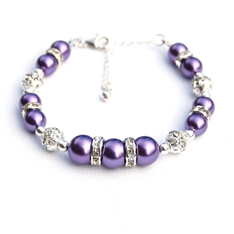 Amethyst Bridesmaid Purple Bridesmaid Jewelry Spring Wedding Purple Pearl Bracelet Ultra Violet Wedding