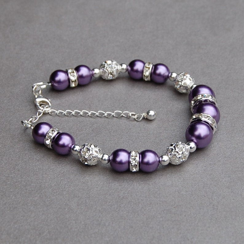 Amethyst Bridesmaid Purple Bridesmaid Jewelry Spring Wedding Purple Pearl Bracelet Ultra Violet Wedding