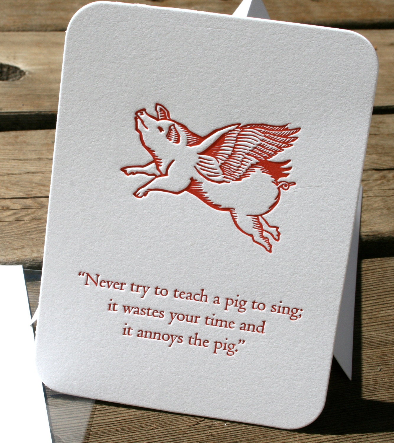 Never Try to Teach a Pig to Singflat Letterpress Card - Etsy