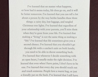 Maya Angelou - boekdrukkaart 'I've Learned'