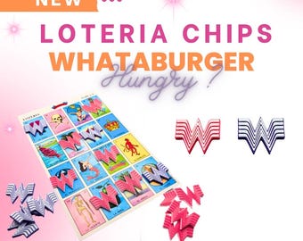 Qty. 55 loteria game chips, Whataburger, fichas