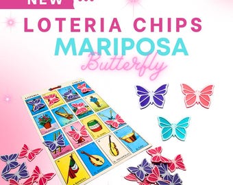 Cant.55 Fichas de Juego de Lotería, mariposa-mariposa, Fichas