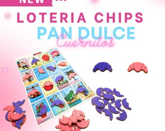 Cant.55 Fichas de Juego de Lotería, Pan dulce Cuernitos, Fichas