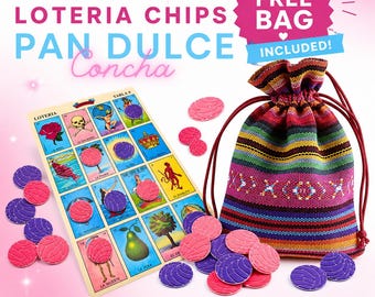 Cant.55 Fichas de Juego de Lotería, Pan dulce Concha, Fichas