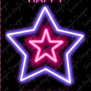 GEBURTSTAG: Neon Star (Print at Home Karte)