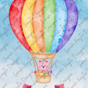 ANIVERSÁRIO: Balão Urso Rosa (Cartão para Imprimir em Casa)