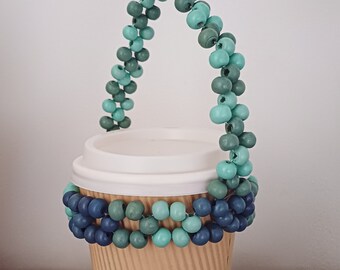 Beaded Cup Holder Handmade Coffee Drinks Accessory Takeaway