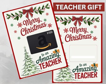 Porta carte regalo Amazon, regalo di Natale per insegnanti, inserto stampabile per biglietti di auguri, download immediato