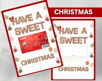 Porta carte regalo natalizie stampabile / Inserisci una dolce carta regalo di pan di zenzero / Biglietto di auguri / Download immediato in PDF