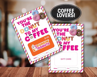 Porta carte regalo, Dunkin Donuts, Grazie, Caffè, Ciambelle, Download immediato, Stampabile