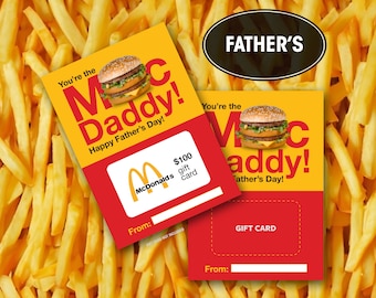 Porta carte regalo, Festa del papà, Papà, McDonald's, Download immediato, Stampabile