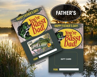 Porta carte regalo per la festa del papà, stampabile, download immediato, festa del papà, compleanno del papà, pesca, Bass Pro