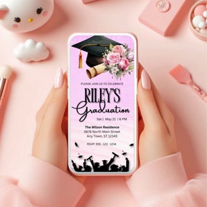 Graduation Invitation, Digital Graduation Party Invitation, Animated Gold College Announcement Invite, She Did It High School Evite