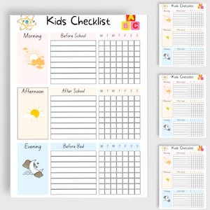 Kids Checklist, Chore Chart for Kids, Kids Daily Checklist, Kids Daily Routine, Editable Chore Chart, Daily Checklist, Kids Checklist