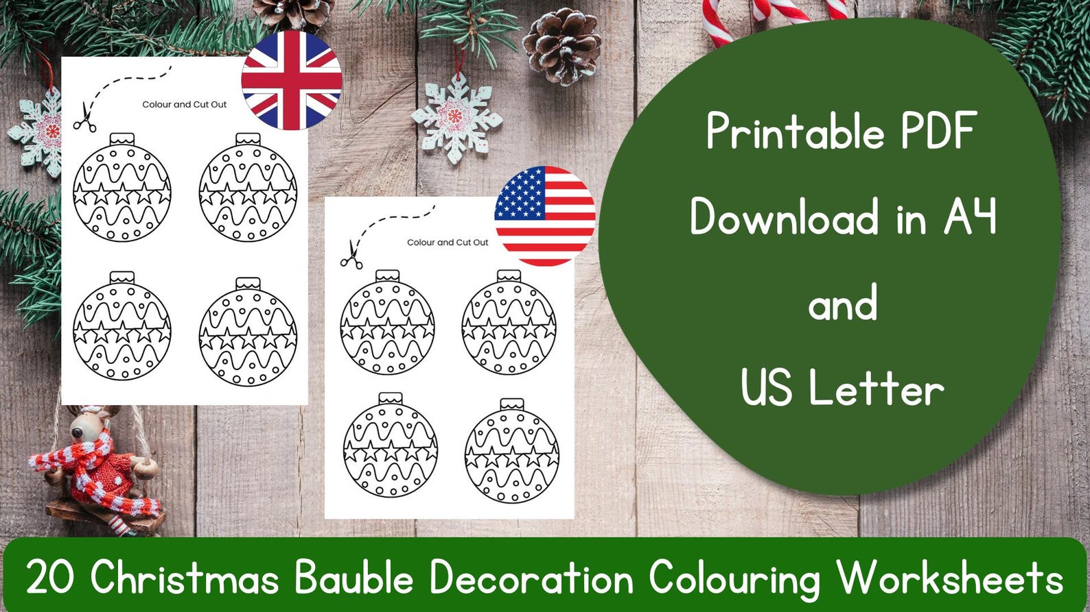 Christmas Printable Decorations Baubles, Christmas Colouring, Christmas ...