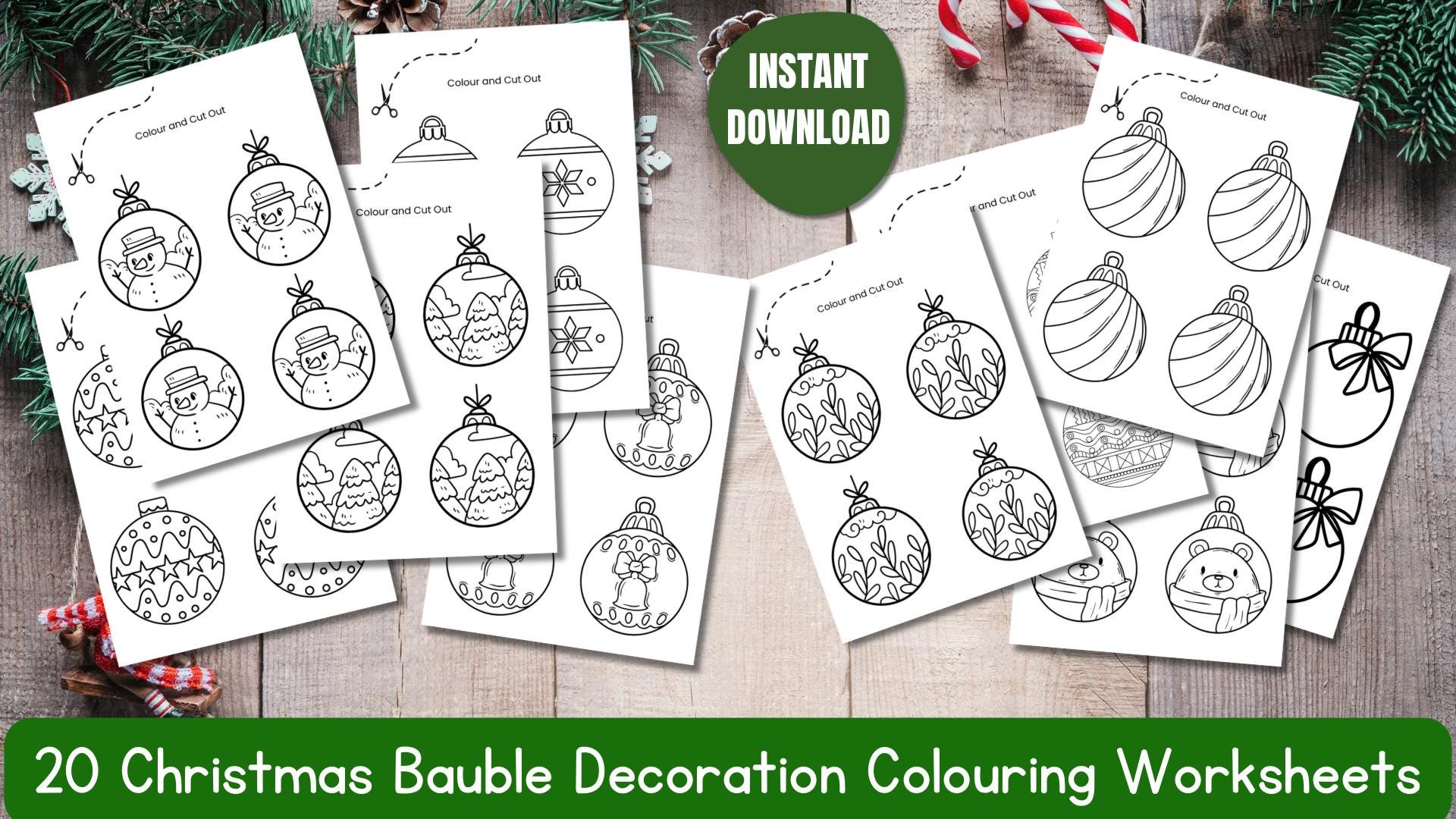 Christmas Printable Decorations Baubles, Christmas Colouring, Christmas ...
