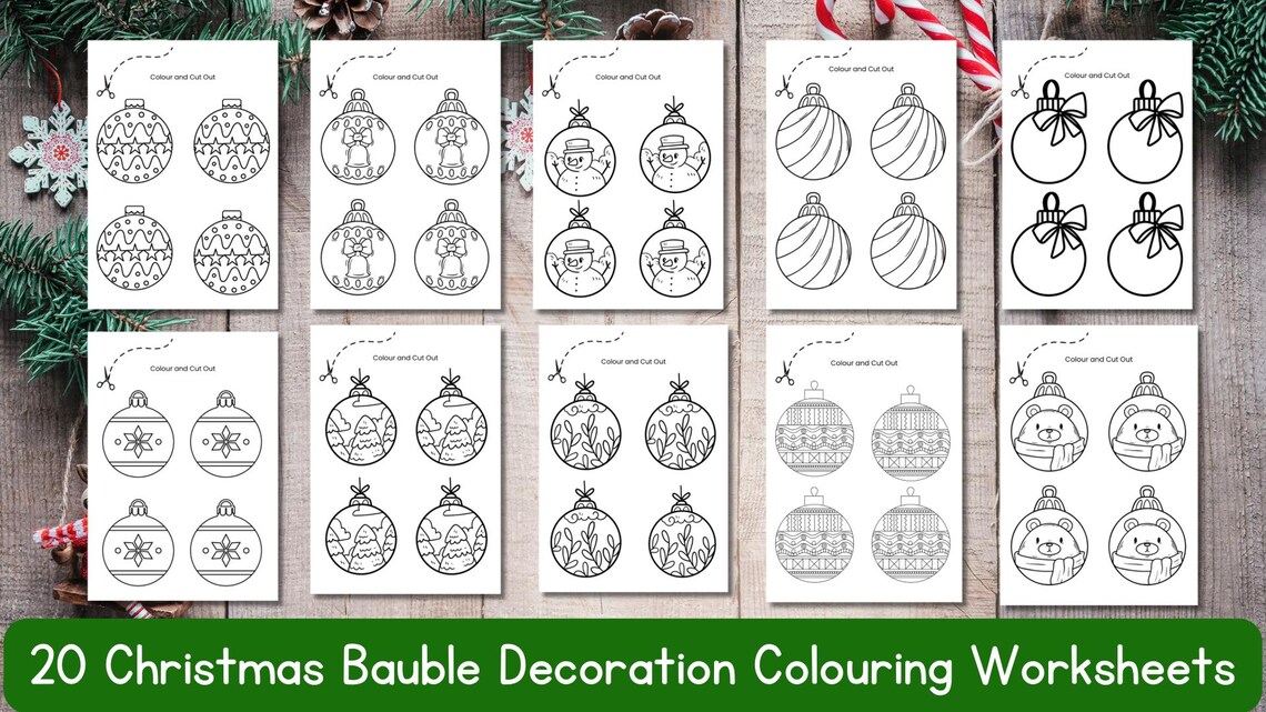 Christmas Printable Decorations Baubles, Christmas Colouring, Christmas ...