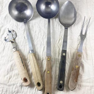 Choice Vintage Wood Handle Kitchen Utensils Farmhouse
