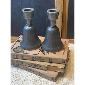 Vintage Pewter Bell Candlestick Holders Set Of 2 Anvil Hallmark