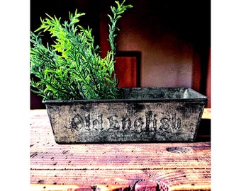 Old English Metal Baking Bread Loaf Envelope Pan Vintage Look Advertising Darkened Envelope Ends