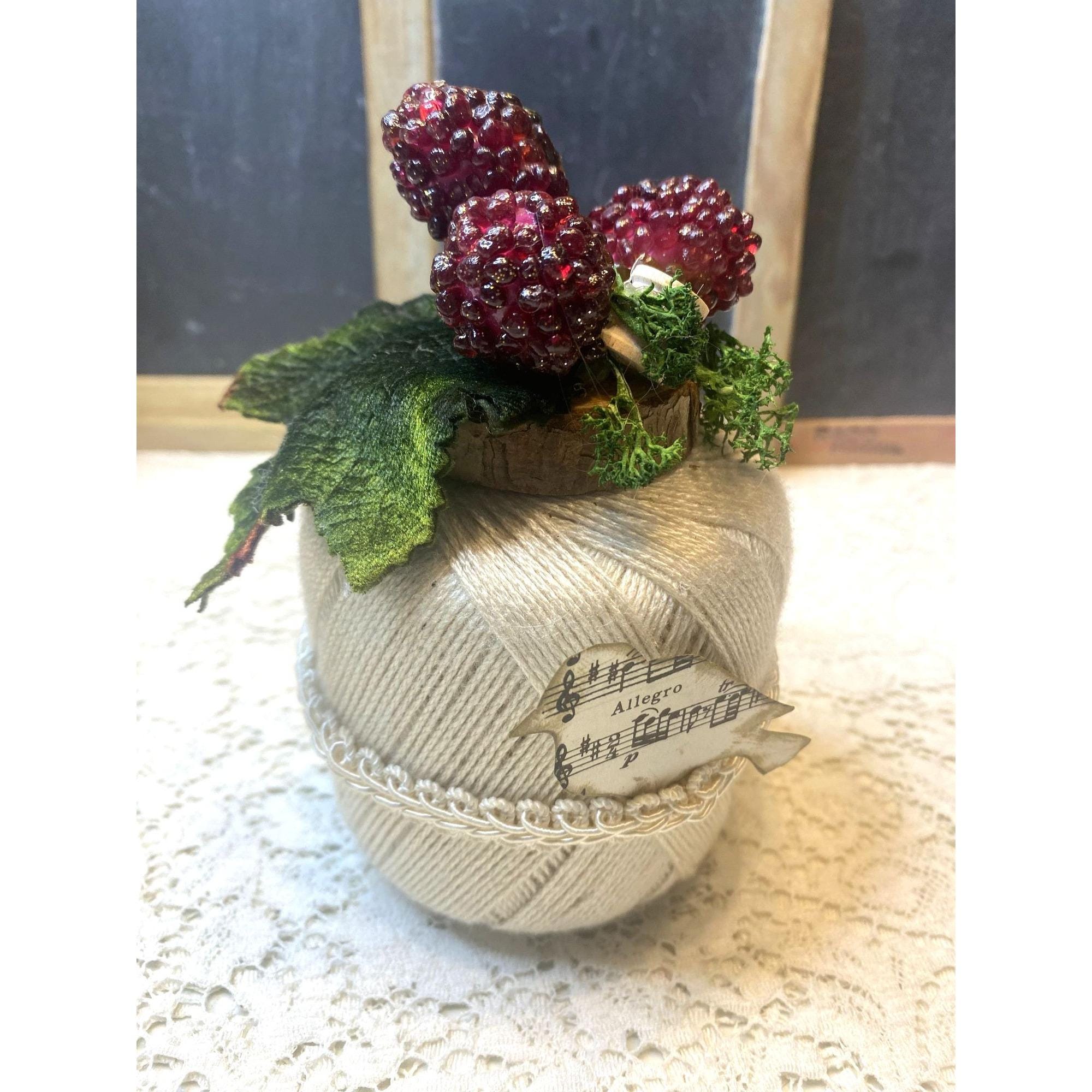 Primitive Raspberry Rustic Primitive Raspberries Crochet Thread Mini Assemblage Decorated ...